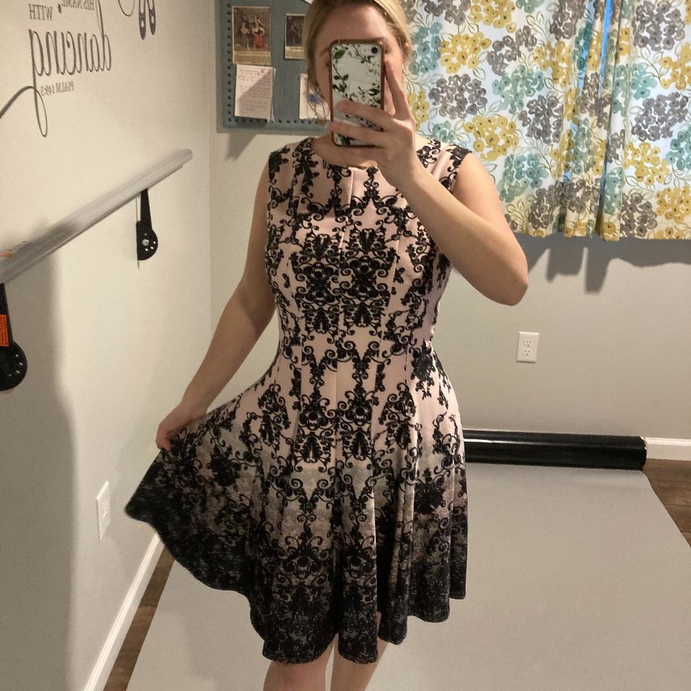Black and Pink High Neck Dress